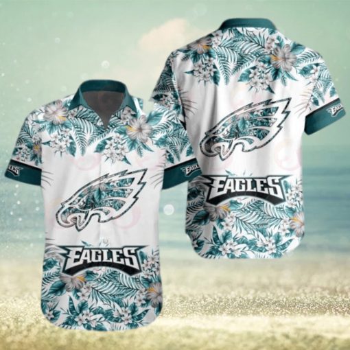 NFL Philadelphia Eagles Special Hawaiian Design With Flowers And Big Logo Button Shirt