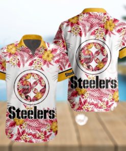 NFL Pittsburgh Steelers Special Hawaiian Design With Flowers And Big Logo Button Shirt