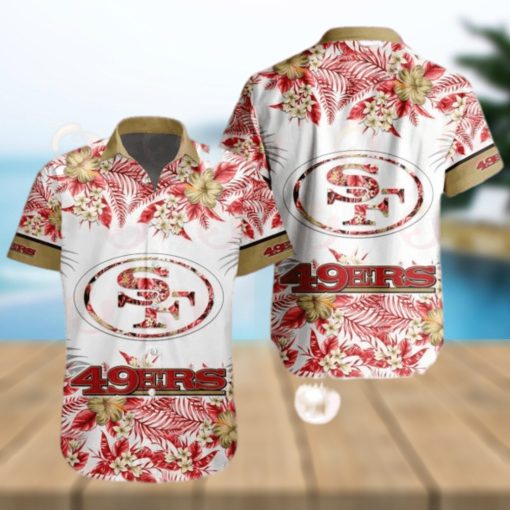 NFL San Francisco 49ers Special Hawaiian Design With Flowers And Big Logo Button Shirt