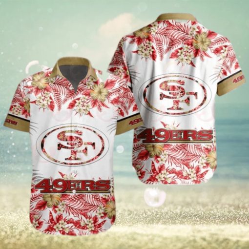 NFL San Francisco 49ers Special Hawaiian Design With Flowers And Big Logo Button Shirt