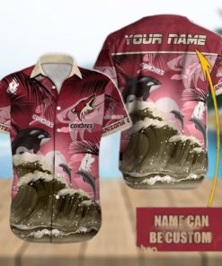 NHL Arizona Coyotes Special Hawaiian Design With Dolphins And Waves Button Shirt