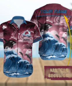 NHL Colorado Avalanche Special Hawaiian Design With Dolphins And Waves Button Shirt