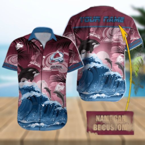 NHL Colorado Avalanche Special Hawaiian Design With Dolphins And Waves Button Shirt