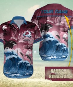 NHL Colorado Avalanche Special Hawaiian Design With Dolphins And Waves Button Shirt