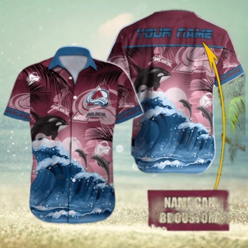 NHL Colorado Avalanche Special Hawaiian Design With Dolphins And Waves Button Shirt