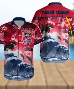 NHL Florida Panthers Special Hawaiian Design With Dolphins And Waves Button Shirt