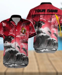 NHL Ottawa Senators Special Hawaiian Design With Dolphins And Waves Button Shirt