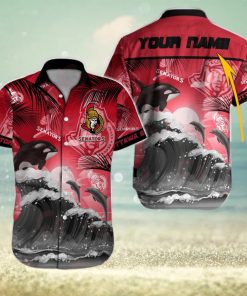 NHL Ottawa Senators Special Hawaiian Design With Dolphins And Waves Button Shirt