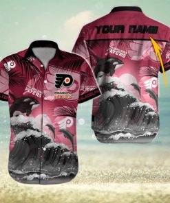 NHL Philadelphia Flyers Special Hawaiian Design With Dolphins And Waves Button Shirt