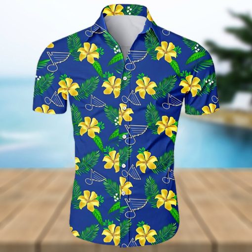 NHL St Louis Blues Tropical Flower Hawaiian Shirt