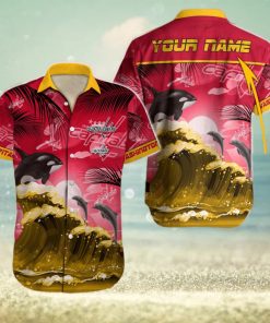 NHL Washington Capitals Special Hawaiian Design With Dolphins And Waves Button Shirt