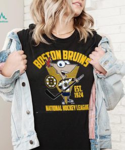 NWT BOSTON Bruins Graphic Cartoon Hockey Player Short Sleeve Gray T Shirt