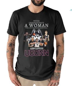 Never Underestimate A Woman Who Understands Basketball And Loves UConn Huskies T Shirt