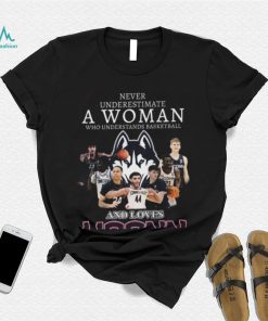 Never Underestimate A Woman Who Understands Basketball And Loves UConn Huskies T Shirt