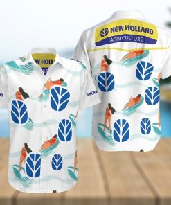 New Holl And Agriculture All Over Print Summer Short Sleeve Hawaiian Beach Shirt – White