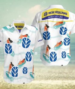 New Holl And Agriculture All Over Print Summer Short Sleeve Hawaiian Beach Shirt – White