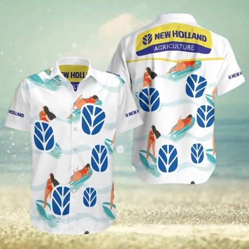 New Holl And Agriculture All Over Print Summer Short Sleeve Hawaiian Beach Shirt – White