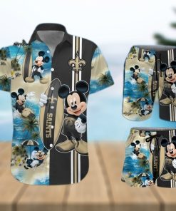 New Orleans Saints Mickey Mouse All Over Print Hawaiian Shirt And Beach Shorts