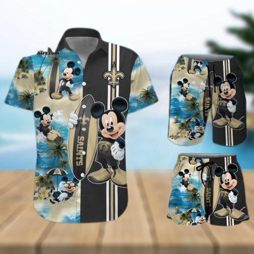 New Orleans Saints Mickey Mouse All Over Print Hawaiian Shirt And Beach Shorts