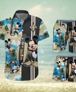 New Orleans Saints Mickey Mouse All Over Print Hawaiian Shirt And Beach Shorts