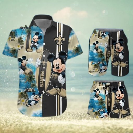 New Orleans Saints Mickey Mouse All Over Print Hawaiian Shirt And Beach Shorts