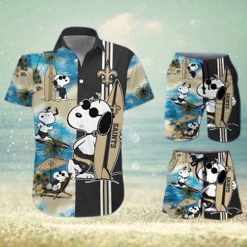 New Orleans Saints Snoopy All Over Print Hawaiian Shirt And Beach Shorts