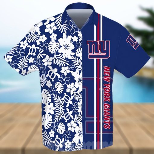 New York Giants All Over Print Flowery Short Sleeve Dress Shirt Hawaiian Summer Aloha Beach Shirt