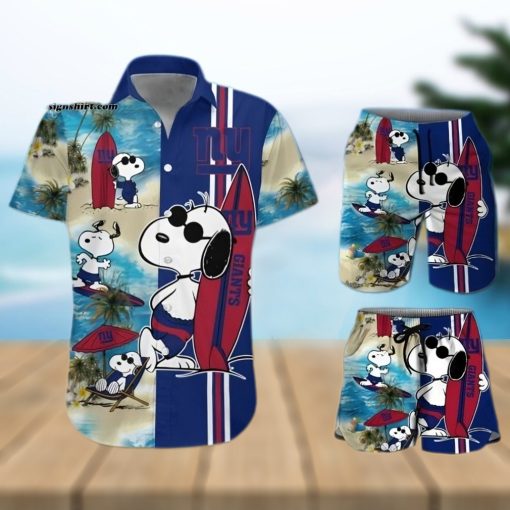 New York Giants Snoopy All Over Print Hawaiian Shirt And Beach Shorts