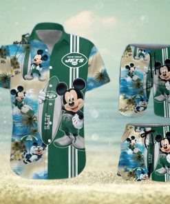 New York Jets Mickey Mouse All Over Print Hawaiian Shirt And Beach Shorts