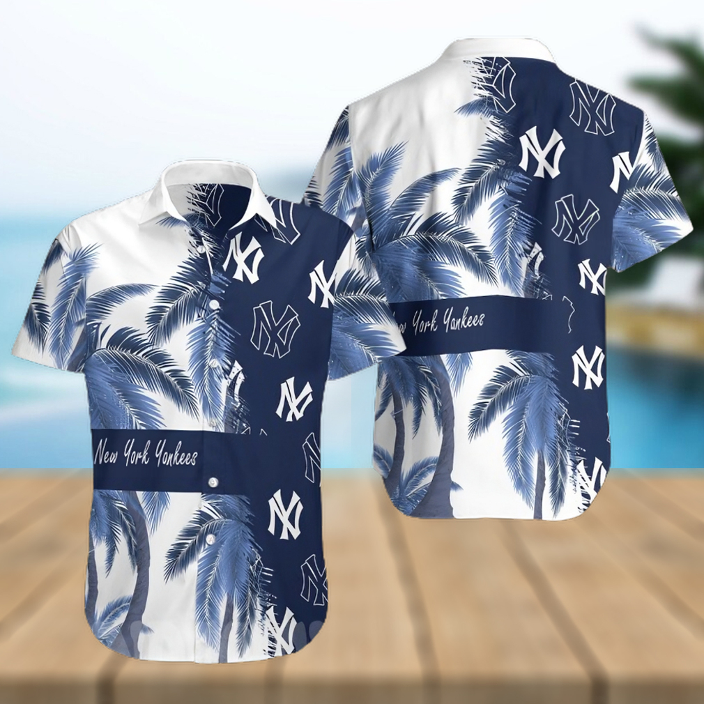 New York Yankees Baseball Floral Aloha Hawaiian Shirt Summer Vacation