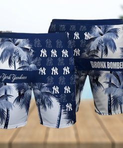 New York Yankees Bronx Bombers Palm Tree All Over Print Summer Beach Shorts – Navy