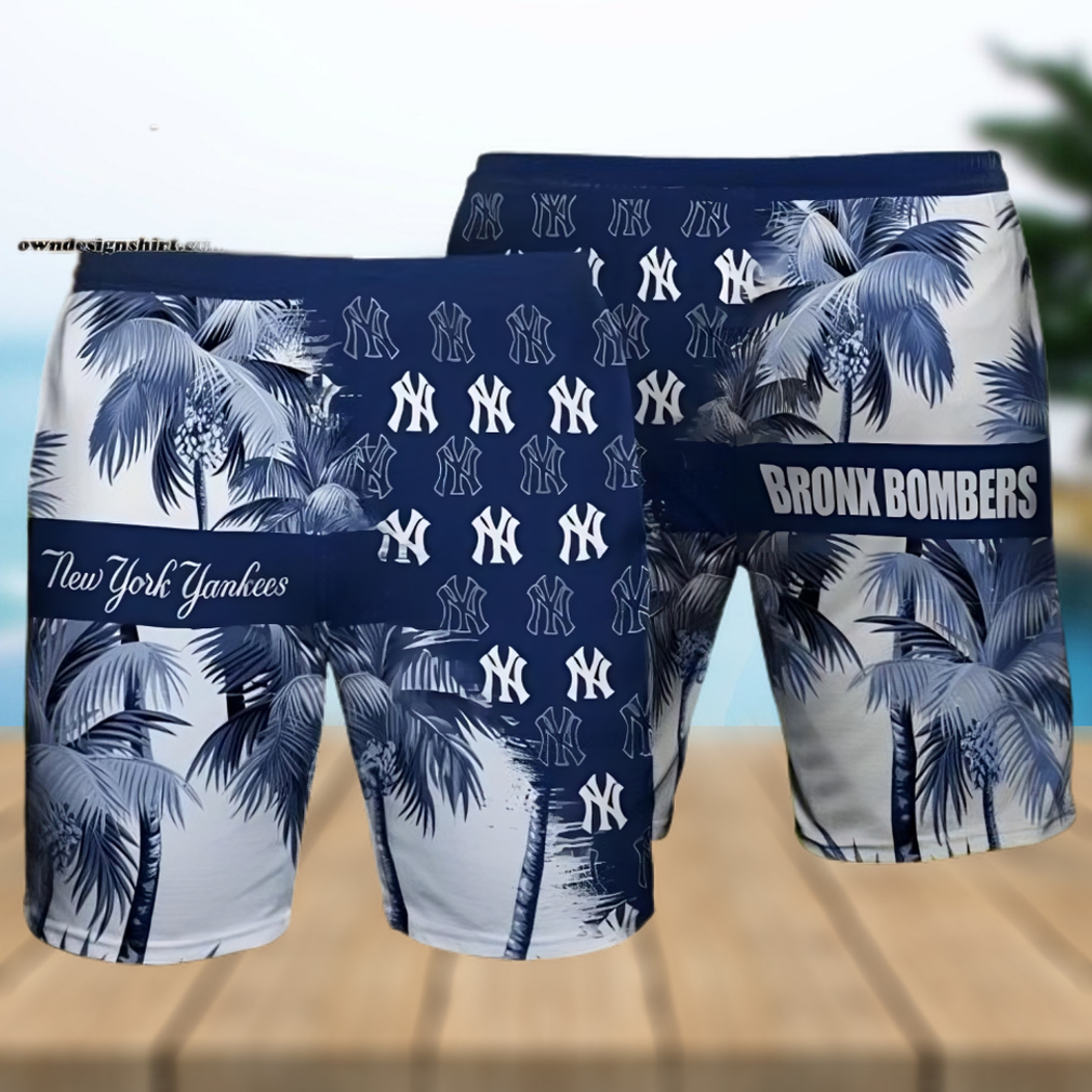 New York Yankees Bronx Bombers Summer All Over Print Hawaiian Beach Shorts