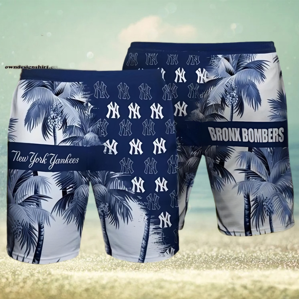 New York Yankees Bronx Bombers Summer All Over Print Hawaiian Beach Shorts New York Yankees Bronx Bombers Summer All Over Print Hawaiian Beach Shorts