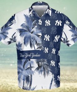 New York Yankees Palm Tree All Over Print Aloha Summer Beach Hawaiian Shirt – White Cobalt