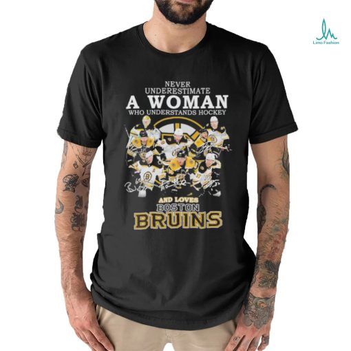 Official 2023 Never Underestimate A Woman Who Understands Hockey And Love Boston Bruins Signatures Shirt Shirt