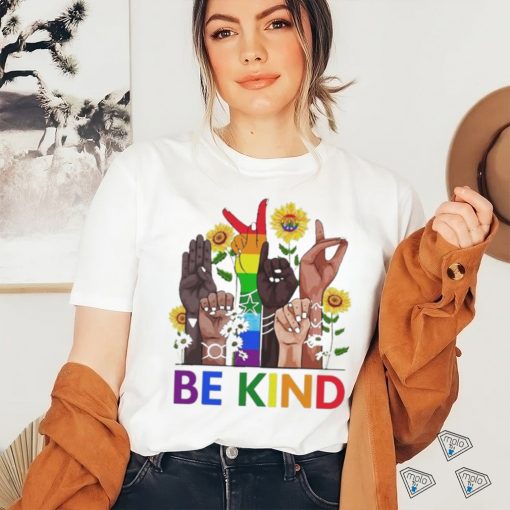 Official Be Kind Sign Language Hand Talking LGBTQ+ Gay Les Pride ASL Shirt