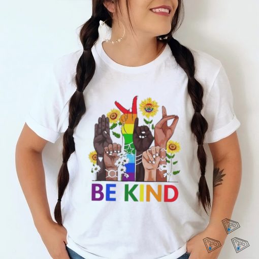 Official Be Kind Sign Language Hand Talking LGBTQ+ Gay Les Pride ASL Shirt