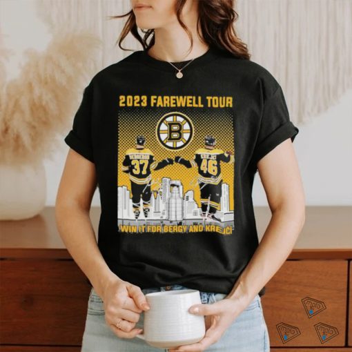 Official Boston Bruins Bergeron and Krejci 2023 Farewell Tour win it for energy and Krejci signatures shirt