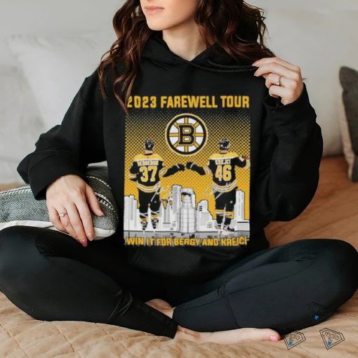 Official Boston Bruins Bergeron and Krejci 2023 Farewell Tour win it for energy and Krejci signatures shirt