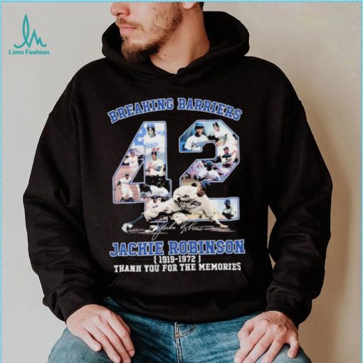 Official Breaking Barriers 42 Signature Jackie Robinson 1919 – 1972 Thank You For The Memories Shirt