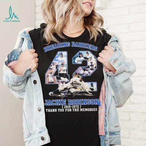 Official Breaking Barriers 42 Signature Jackie Robinson 1919 – 1972 Thank You For The Memories Shirt