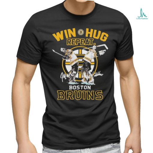 Official Jeremy Swayman And Linus Ullmark Win Hug Repeat Boston Bruins signatures Shirt