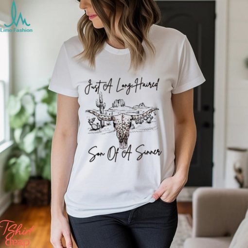 Official Just A Long Haired Son Of A Sinne Leopard Western Country Music shirt