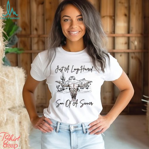 Official Just A Long Haired Son Of A Sinne Leopard Western Country Music shirt