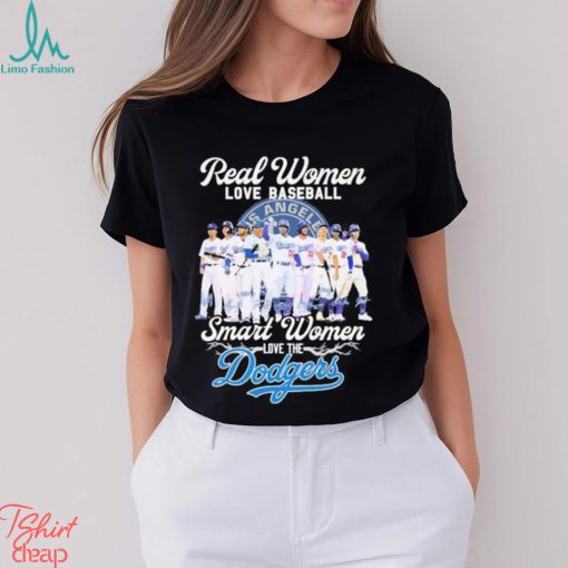 Official Real women love baseball smart women love the Los Angeles Dodgers signatures shirt