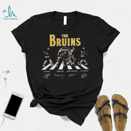 Official The Bruins abbey road Cam Neely Bobby Orr Gerry Cheevers Ray Bourque signatures shirt