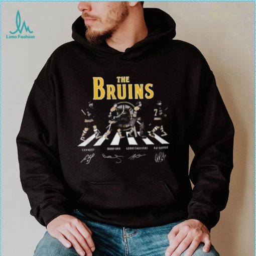 Official The Bruins abbey road Cam Neely Bobby Orr Gerry Cheevers Ray Bourque signatures shirt