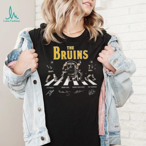 Official The Bruins abbey road Cam Neely Bobby Orr Gerry Cheevers Ray Bourque signatures shirt