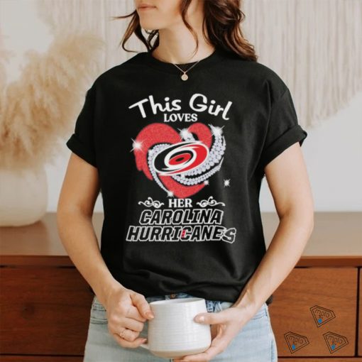 Official This Girl love her Carolina Hurricanes diamond heart shirt