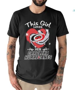 Official This Girl love her Carolina Hurricanes diamond heart shirt